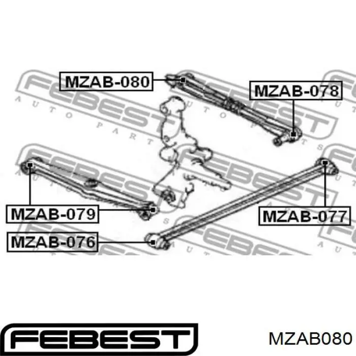 Сайлентблок заднього поперечного важеля, внутрішній Febest MZAB080
