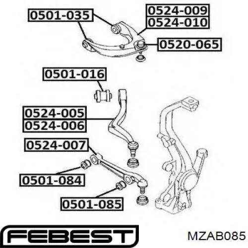 С/блок нижнього важеля Febest MZAB085