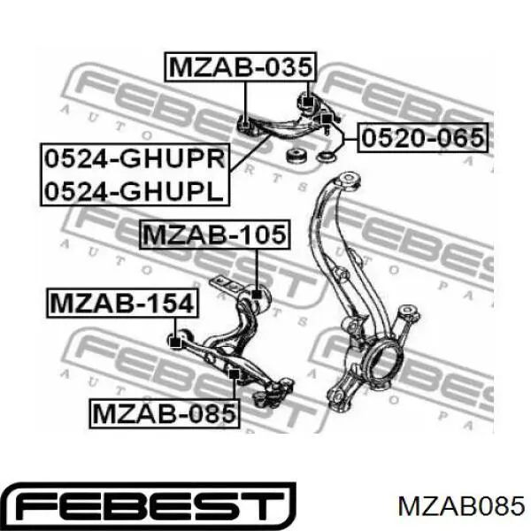 Купити MZAB085 Febest Сайлентблок передньої підвіски