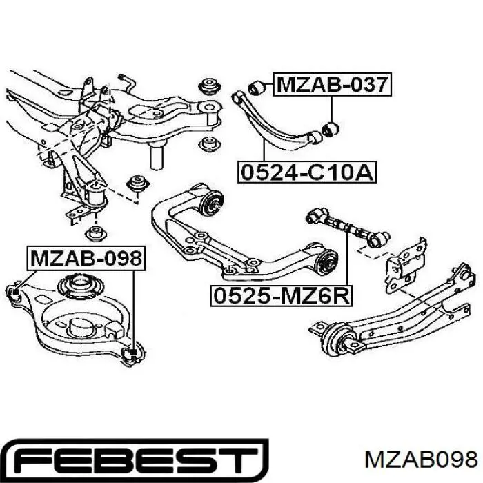 Сайлентблок заднього нижнього важеля MZAB098 Febest