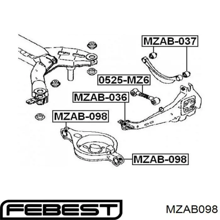 Сайлентблок заднього нижнього важеля Mazda 6 MPS (GG) (Мазда 6)