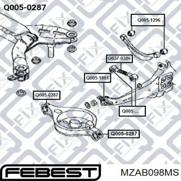Купити MZAB098MS Febest Сайлентблок заднього нижнього важеля
