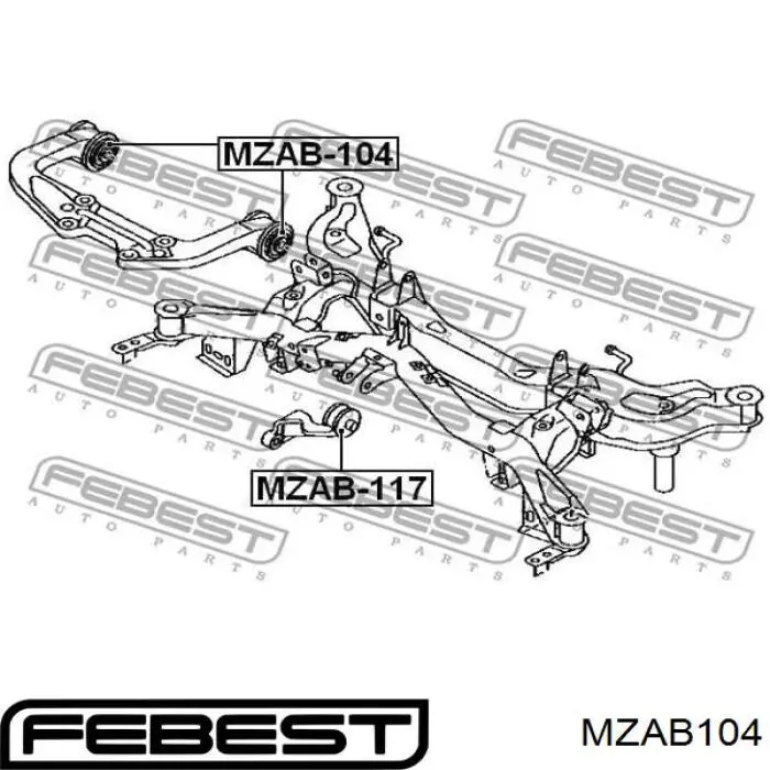 Купити MZAB104 Febest Сайлентблок траверси кріплення заднього редуктора, задній