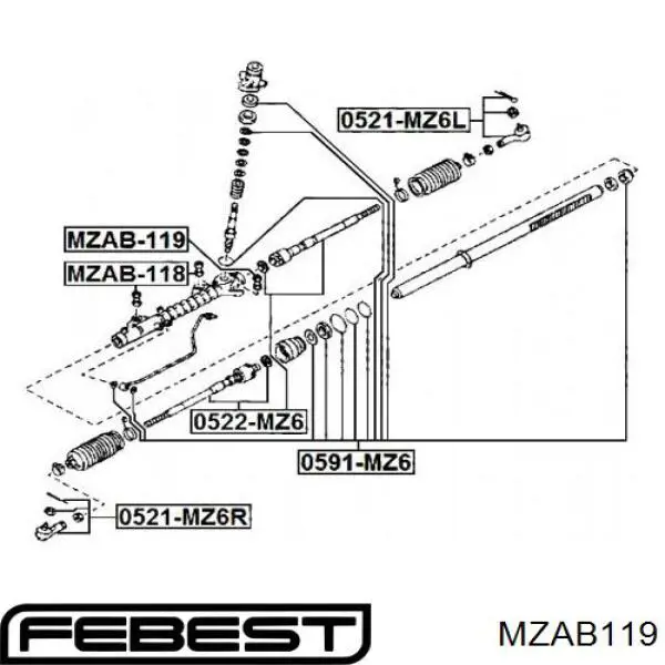 Сайлентблок кріплення рульової рейки Mazda 6 (GG) (Мазда 6)