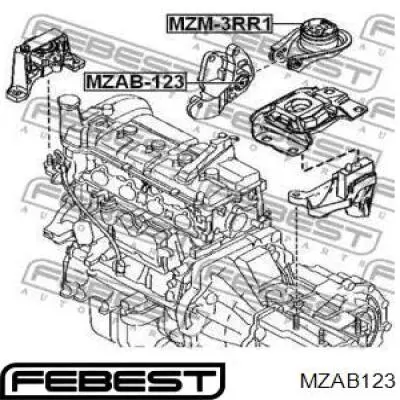 Купити MZAB123 Febest Сайлентблок кронштейна задньої подушки двигуна