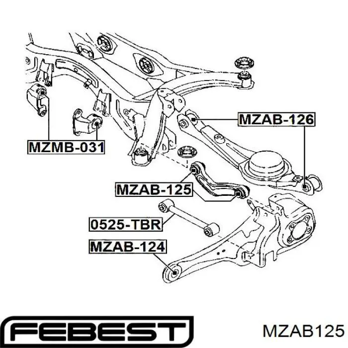 Сайлентблок заднего верхнего рычага  FEBEST MZAB125