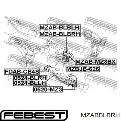 Сайлентблок переднього важеля MZABBLBRH Febest