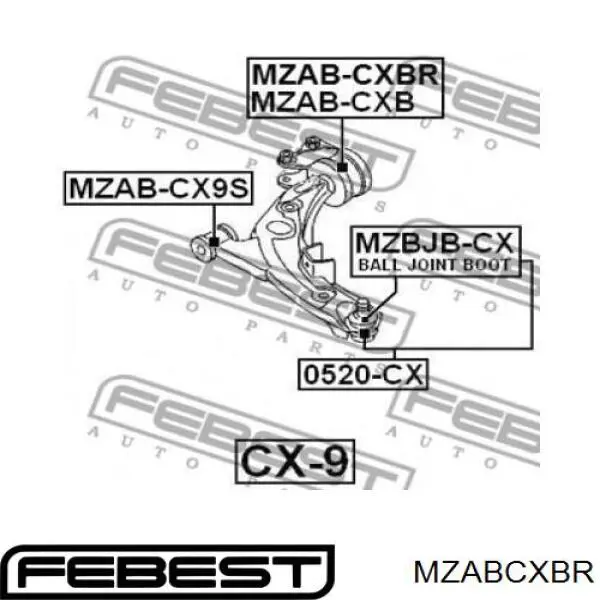Сайлентблок нижнього важеля передньої підвіски Kautek MZBS047 ціна, від 29.35 USD