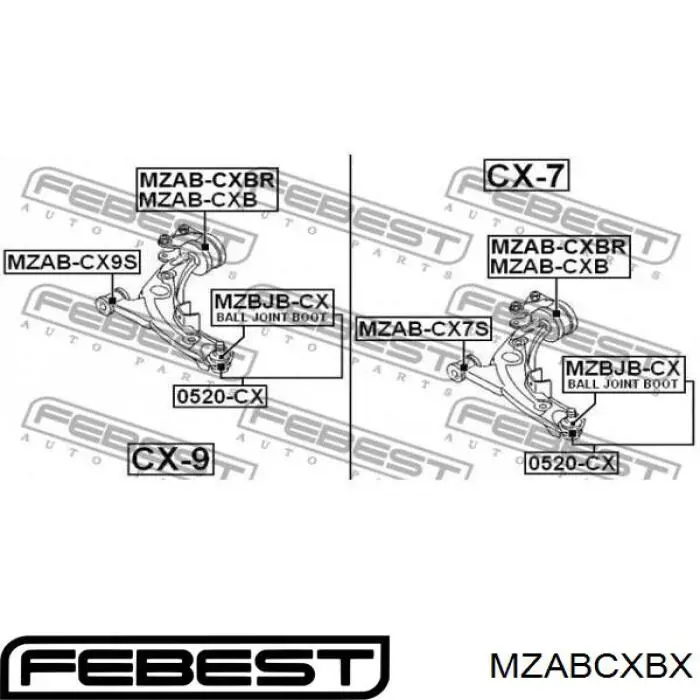 Сайлентблок переднього важеля MZABCXBX Febest
