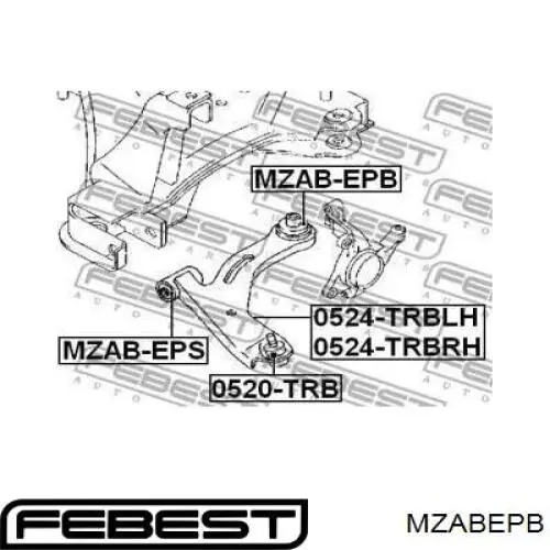 Сайлентблок нижнего переднего рычага  FEBEST MZABEPB