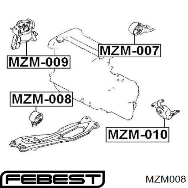 Подушка (опора) двигуна, передня Febest MZM008 ціна, від 15.88 USD