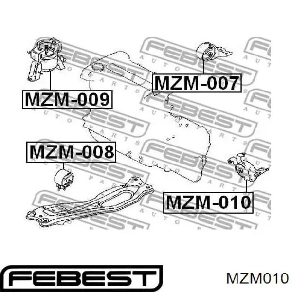 MZM010 Febest подушка (опора двигуна, ліва)