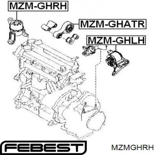 Купити MZMGHRH Febest Подушка (опора) двигуна, права