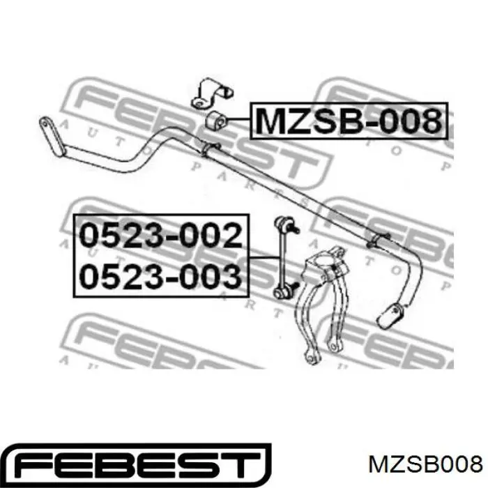 Купити MZSB008 Febest Подушка стабілізатора передня
