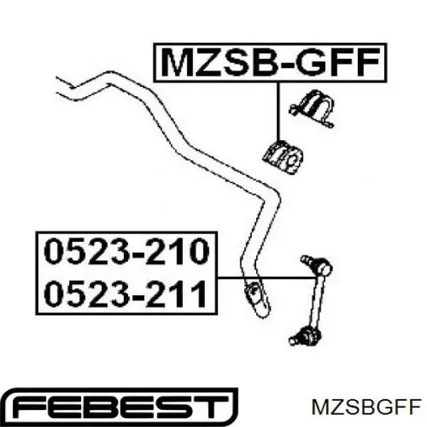 MZSBGFF Febest втулка стабілізатора переднього