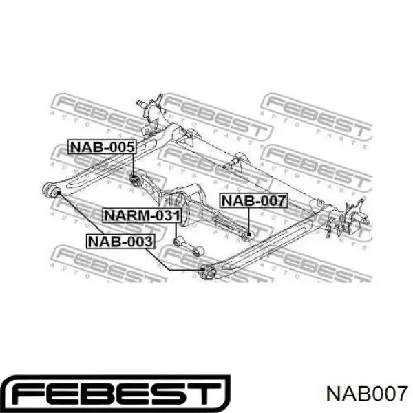 Сайлентблок заднього поперечного важеля NAB007 Febest