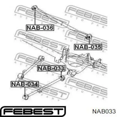 NAB033 Febest сайлентблок заднього поздовжнього важеля, задній