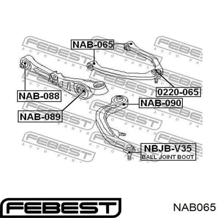 Сайлентблок переднього верхнього важеля FEBEST NAB065