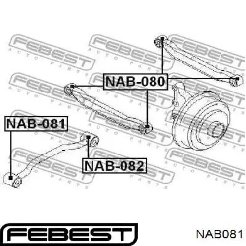 Сайлентблоки поздовжніх важелів передньої підвіски Febest NAB081