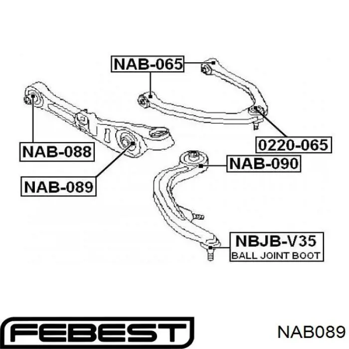 С/блок нижнього важеля Febest NAB089