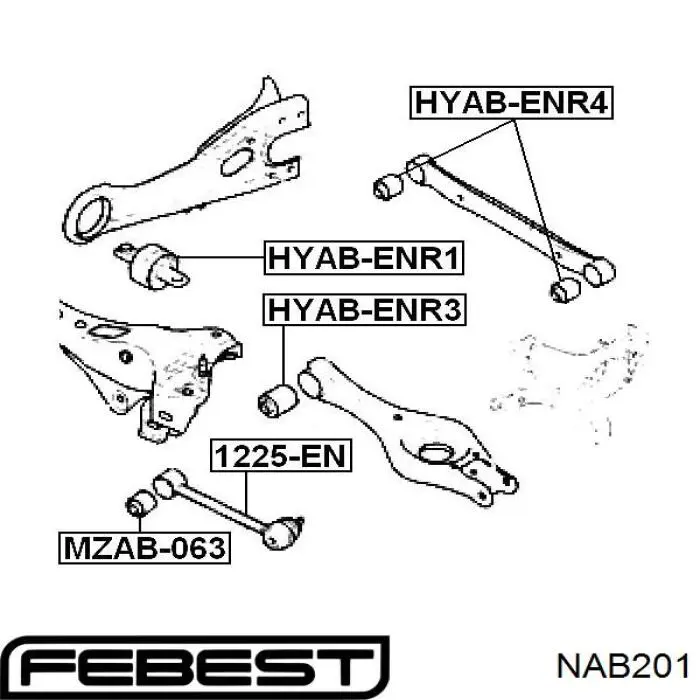 Сайлентблок (подушка) редуктора переднього моста, передній Febest NAB201