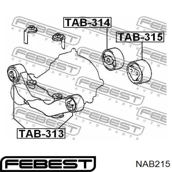 Сайлентблок заднього поперечного важеля NAB215 Febest