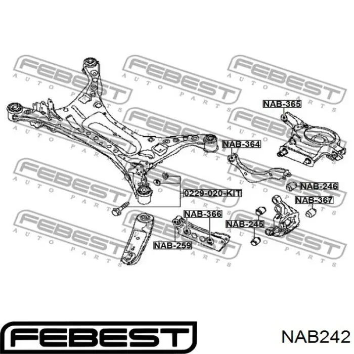 Купити NAB242 Febest Сайлентблок цапфи задньої