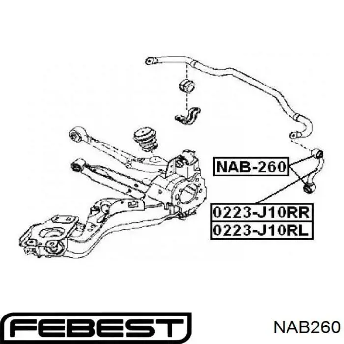 NAB260 Febest втулка стійки заднього стабілізатора