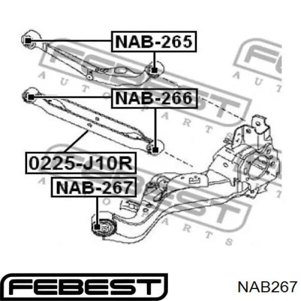 Сайлентблок заднього поздовжнього важеля, передній Febest NAB267