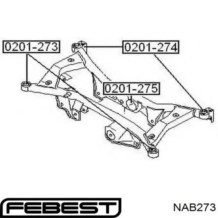NAB273 Febest Сайлентблок балки моста