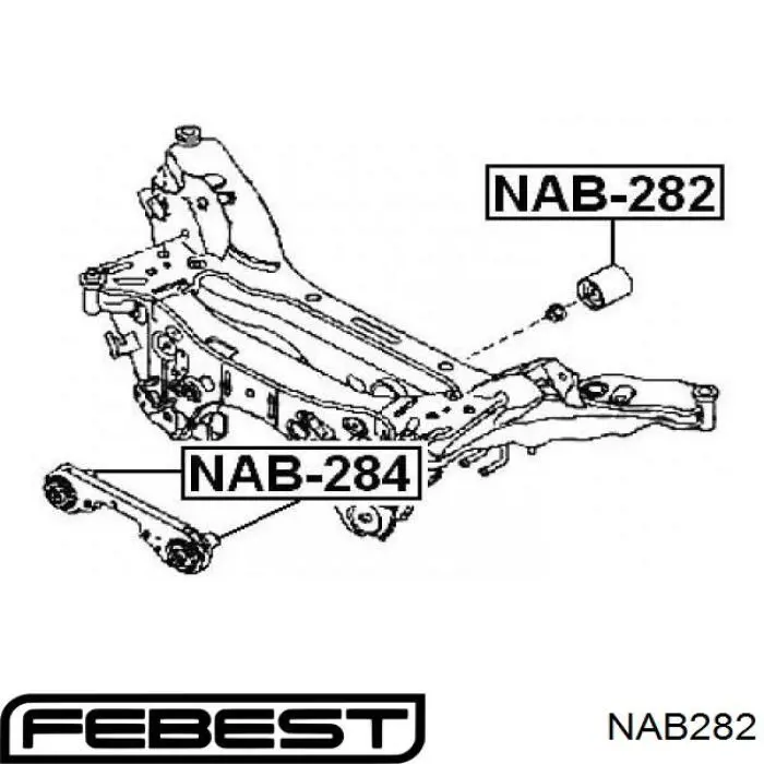 NAB282 Febest сайлентблок задньої балки/підрамника