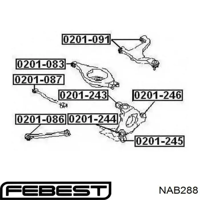 Купити NAB288 Febest Сайлентблок заднього нижнього важеля