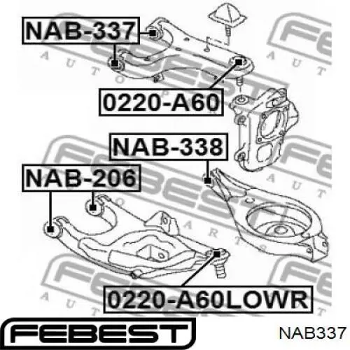 NAB337 Febest сайлентблок заднього верхнього важеля