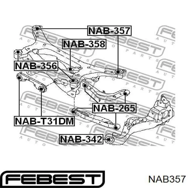 Купити NAB357 Febest Сайлентблок задньої балки
