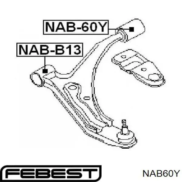 Сайлентблок нижнего переднего рычага  FEBEST NAB60Y