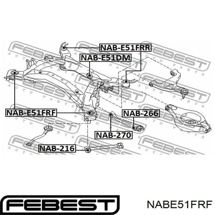 Сайлентблок задньої балки/підрамника Febest NABE51FRF ціна, від 12.09 USD
