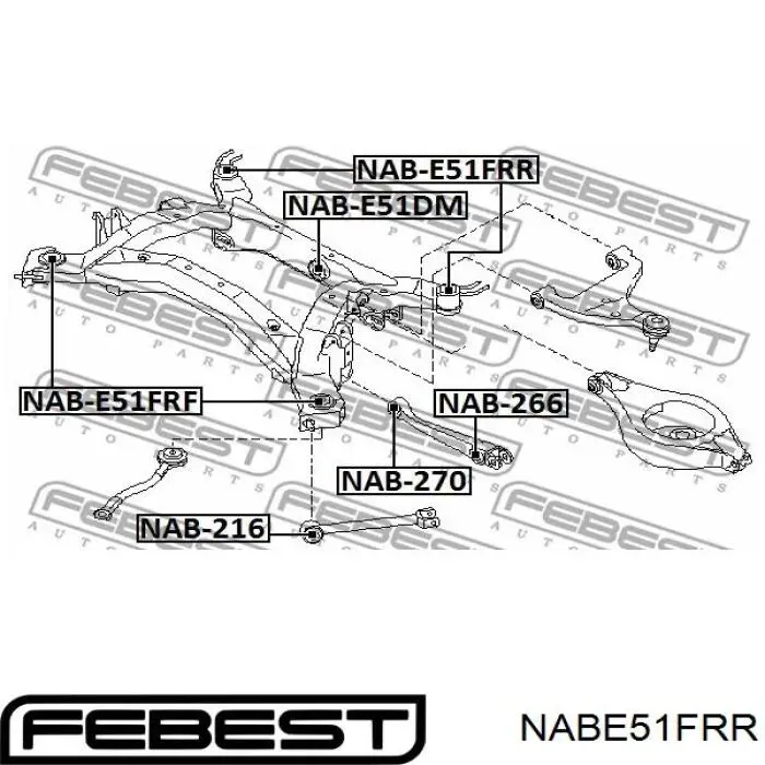 Сайлентблок задньої балки/підрамника Febest NABE51FRR ціна, від 9.88 USD