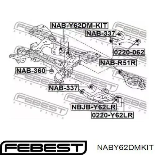 Сайлентблок задньої балки/підрамника Febest NABY62DMKIT ціна, від 13.25 USD