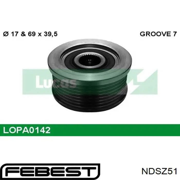 Шків генератора NDSZ51 Febest