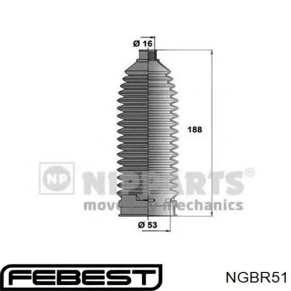 Купити NGBR51 Febest Втулка кріплення кермової рейки