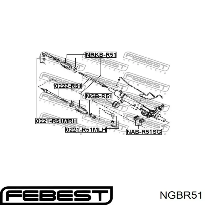 NGBR51 Febest втулка кріплення кермової рейки