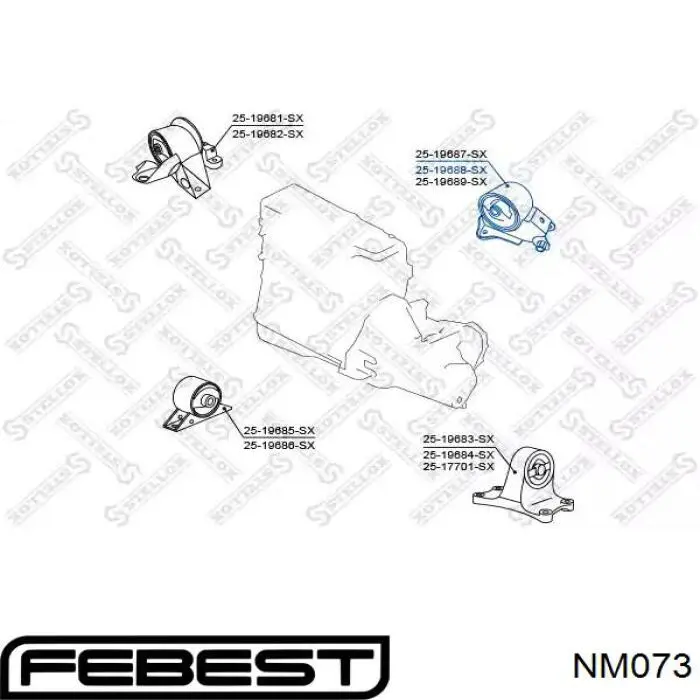 NM073 Febest подушка (опора двигуна, задня)
