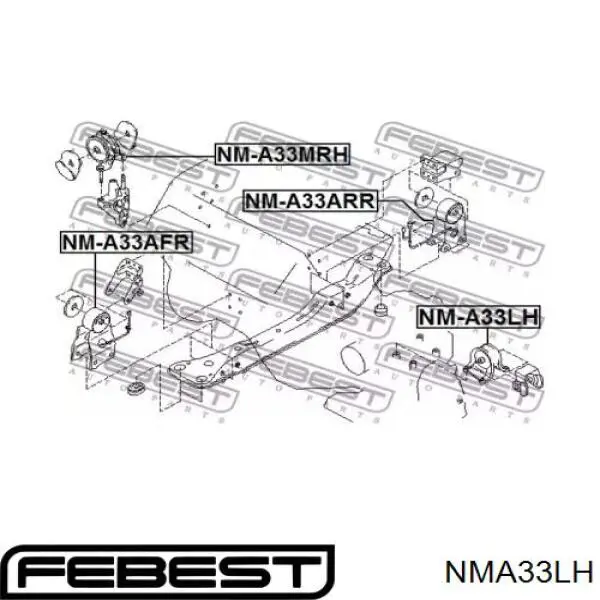 Подушка (опора) двигуна, ліва Febest NMA33LH