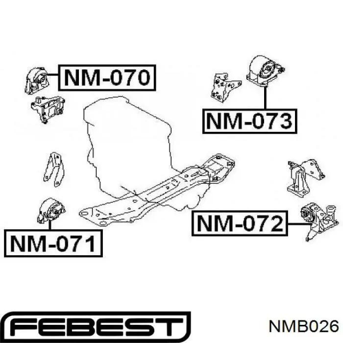 Подушка (опора) двигуна передня (сайлентблок) Febest NMB026