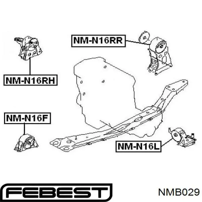 Подушка (опора) двигуна, задня (сайлентблок) NMB029 Febest