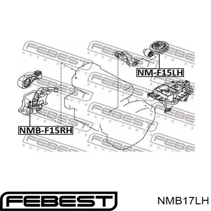 Ліва подушка двигуна Febest NMB17LH ціна, від 11.62 USD