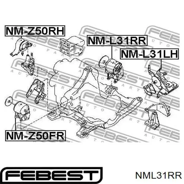 NML31RR Febest подушка (опора двигуна, задня)