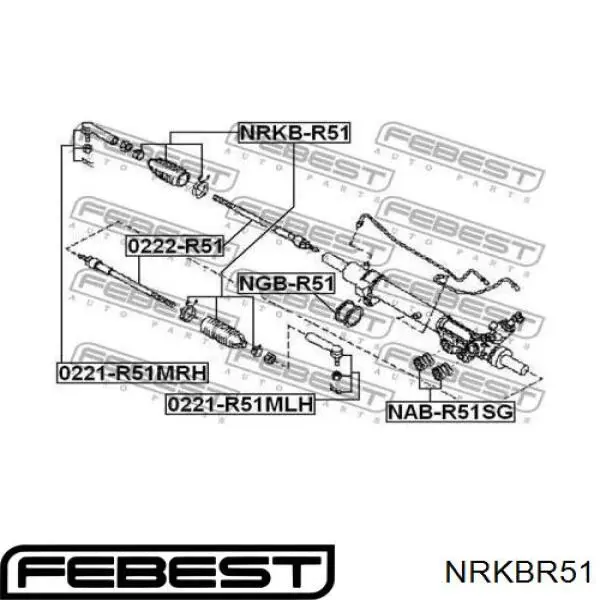 NRKBR51 Febest пильник рульового механізму/рейки