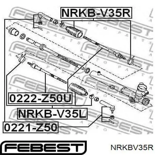 Купити NRKBV35R Febest Пильник рульового механізму/рейки, правий