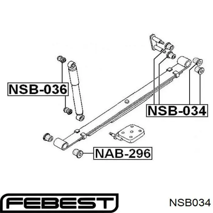 Сайлентблок ресори, задній NSB034 Febest